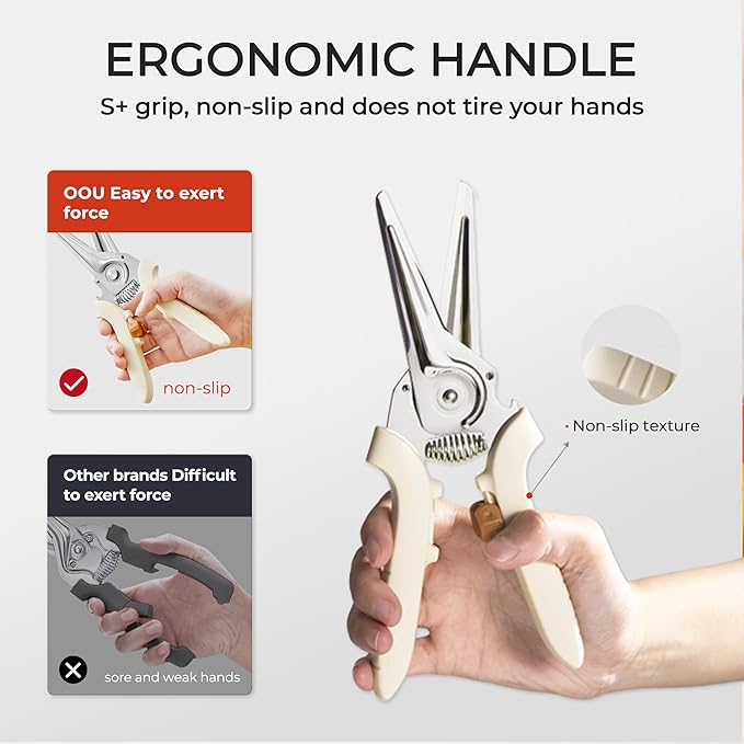 OOU White Bear Kitchen Scissors, All Purpose Heavy Duty Sharp Kitchen Shears Dishwasher Safe, Cooking Shears for Meat Chicken Fish Poultry Herb Bread