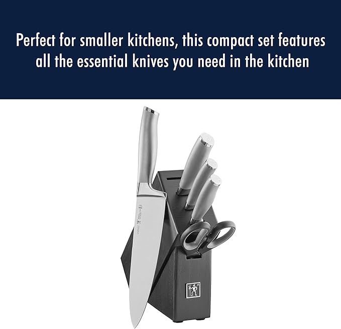 Henckels International Modernist 6-pc Knife Block Set | Paring Knife, Serrated Utility Knife, Utility Knife, Chef’s Knife & Kitchen Shears