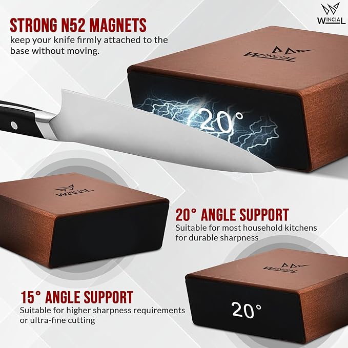 Rolling Knife Sharpener | Professional 15° Angle Manual Knife Sharpener For Japanese & Precision Blades with Magnetic Base & Non-Slip Grip