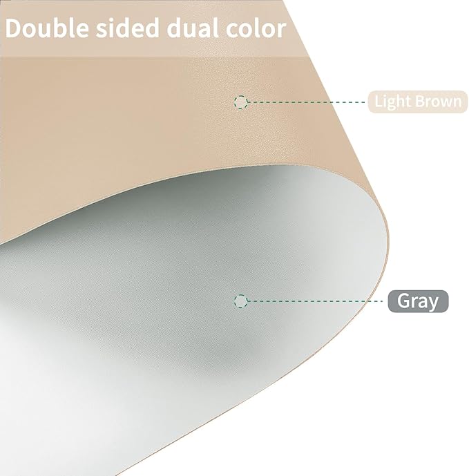 Leather Desk Mat,1.8mm Thick,12x42 Inch Desk Cover,Desk Protector Mat,Dresser Cover Top,Nail Table Mat,Dresser Cover,Quartz Countertop Protector,Table Sticker Cover(Light Brown+Gray,12×42)