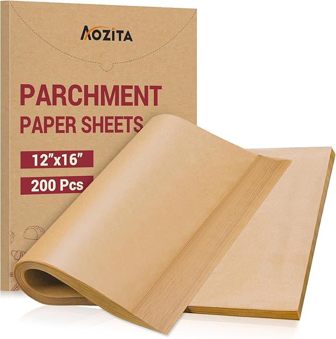 200Pcs 12x16 Inch Unbleached Parchment Paper Sheets for Baking, Pre-Cut, Non-Stick Parchment Paper for Baking, Cooking, Grilling, Air Fryer, Half Sheet Baking Sheets for Baking Cookies, Cooking, Oven