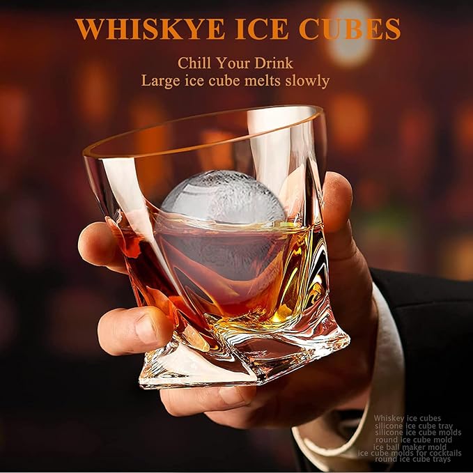 Round Ice Cube Mold,1.8 INCH x 8,Whiskey Ice Cubes Mold,Circle Ice Cube Tray with Lid,Ice Ball Maker Mold Sphere Ice Cube,Large Ice Cube Molds for Whiskey,Cocktails,Coffee