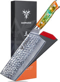 7" Nakiri Knife - Vegetable Cleaver Kitchen Knives - Japanese Usuba Knife - Hammered Damascus Steel & Resin Handle - YAO Series