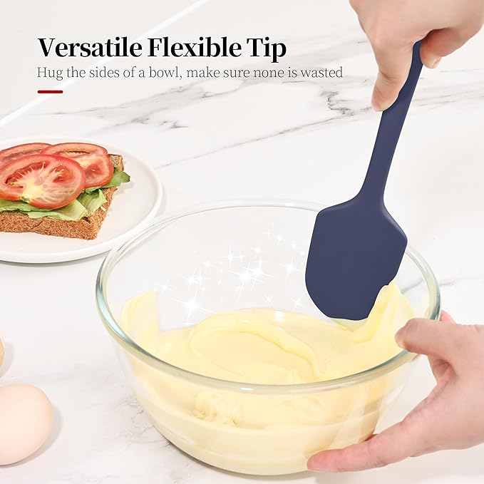 600ºF Heat Resistant Spatula, 11.34 inch High Heat Food Safe Semless Kitchen Silicone Scraper for Cooking Baking Mixing Scraping Stirring Nonstick Cookware Pan Bowl (Midnight Blue)