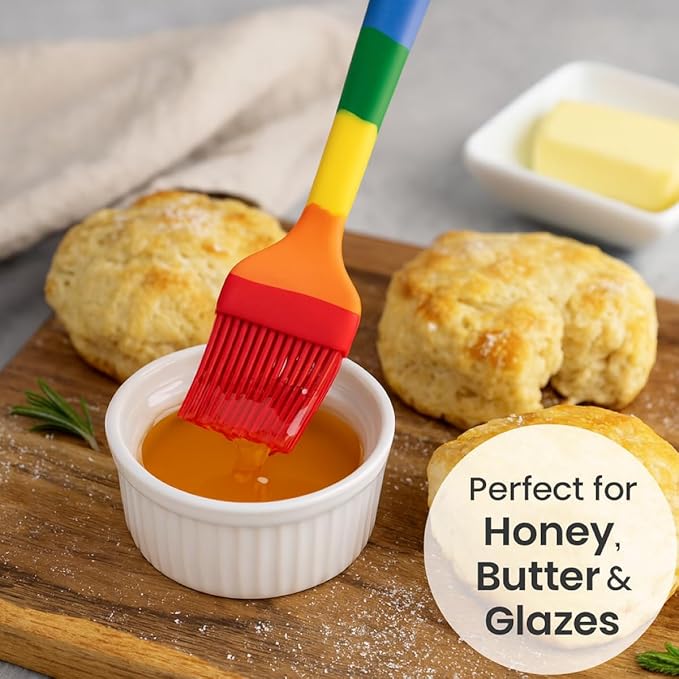 Cooking With Pride Non-Stick Pastry Brush, Heat-Safe Silicone With Iron Core, 8.5-Inch, Set of 2