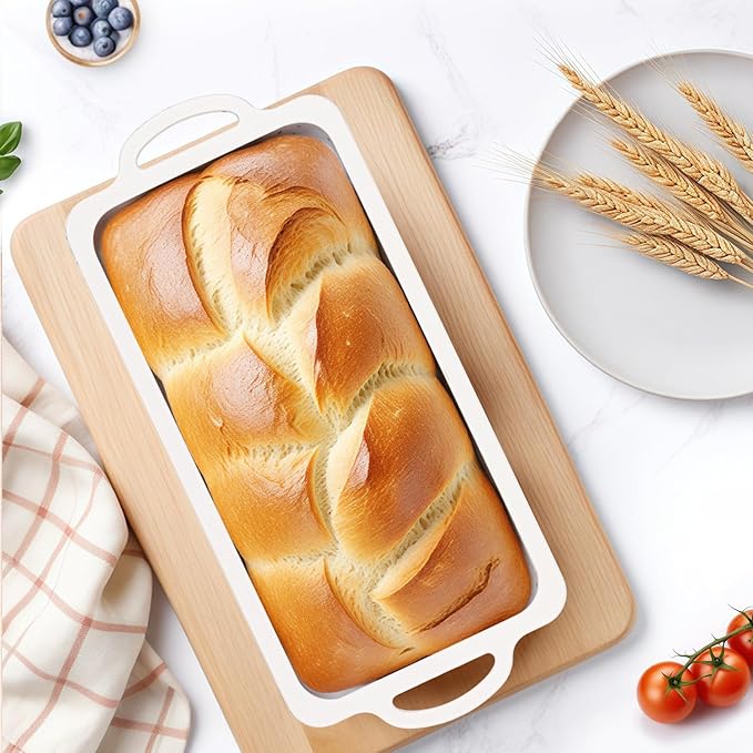 CAKETIME Silicone Loaf Pan with Metal Frame, Nonstick 10 x 4.8 x 2.3 inch Silicone Bread Pan for Baking Homemade Loaf, Bread, Meatloaf, Cake, Sandwich BPA Free