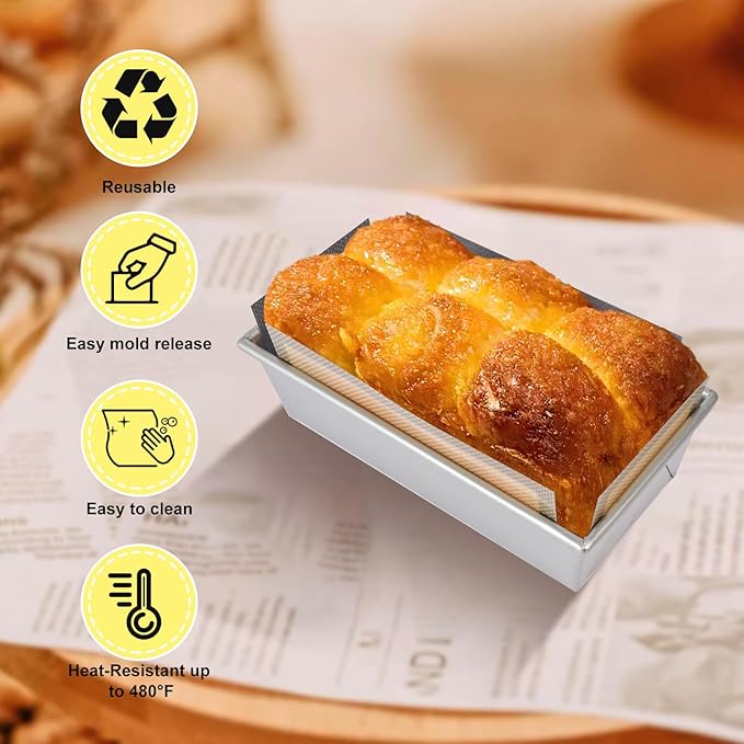 2 Pcs Thickened Silicone Bread loaf pan liners for baking bread 9x5，Silicone Baking Mat for 9x5 Inch Loaf Pan, Nonstick & Reusable, Easy to Clean, High-Temp Resistant (Black and Gray)