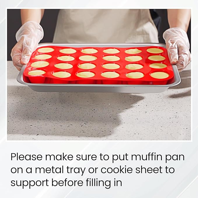 Redfly 24-Cup Silicone Mini Muffin Pan – 2 Pack Cupcake & Muffin Baking Tin Cupcake Pans