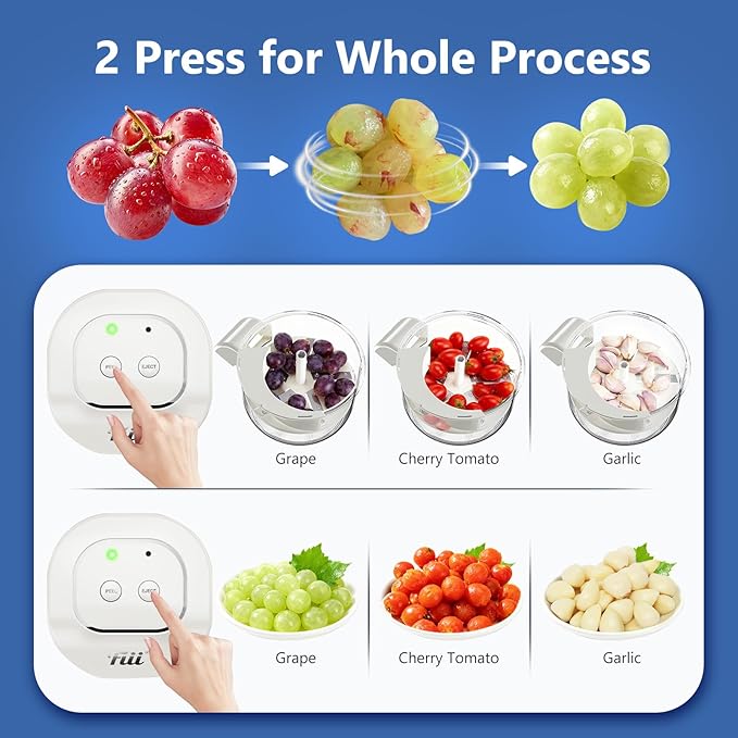 Electric Grape Peeling Machine – Automatic Peeler Skin Remover Tool for Small Fruits. 20s Fast Peeling Rechargeable Wireless, Easy Clean for Home & Commercial Use, Grape Garlic Cherry Tomato Peeler