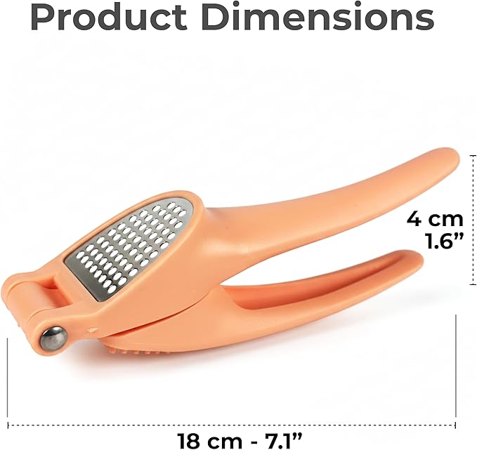Garlic Press, Handheld Garlic Mincer, Easy to Squeeze - Easy to Clean - Ergonomic Kitchen Helper, No Hand Smell, Just Put It in the Bowl, Let the Garlic Masher Do the Rest - Dishwasher Safe