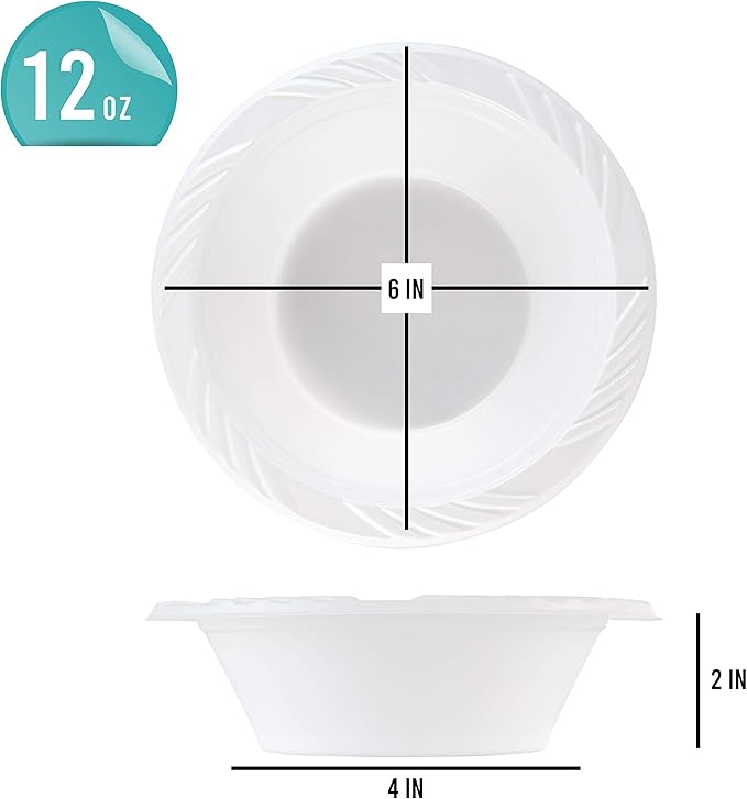 PLASTICPRO 800 Count Disposable 12 ounce White Plastic Soup Bowls