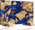 SENKEN "Dark Tsunami" Extra Large Magnetic Knife Block - Holds Up to 16 Knives - Knife Block without Knives, Beautiful Dark Blue Resin & Burl Wood Blend Knife Holder ("Dark Tsunami " Blue Resin Blend)