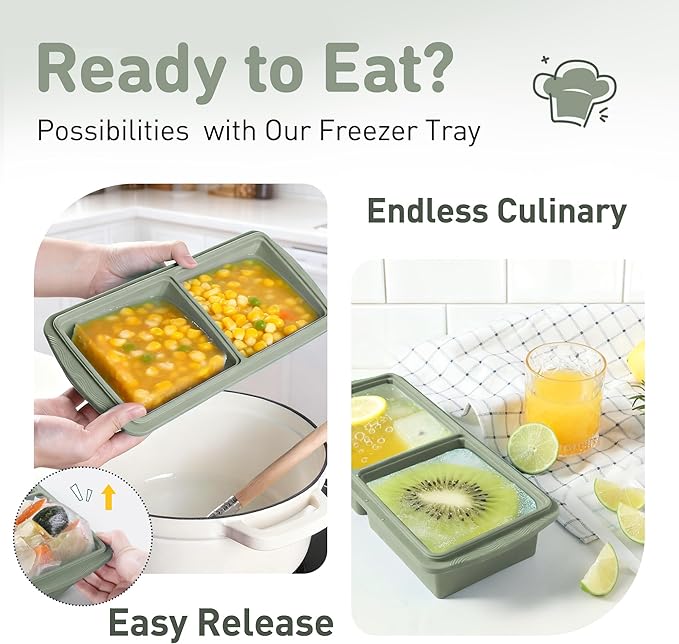 Silicone Freezer Tray with Lid Soup Freezer Container Molds with Steel Reinforced Rim Ice Cube Freezer Molds for Soup, Sauce, Leftovers, Homemade Meal Prep Containers Moldes De Silicona