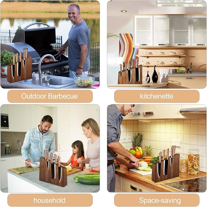 Magnetic Knife Block Black,12-16 Knives Holder with Powerful Magnets,Knife Board Knife Strip Rack with Double Side Strong Magnets