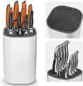 Ninonly Knife Block Without Knives 2 in 1 Universal Square Knife Holder for Kitchen with Scissors Slot Space Saving Detachable Kitchen Knife Storage