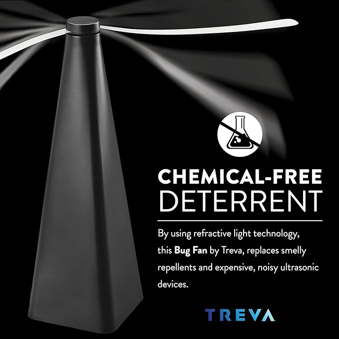 Treva Bug Fan Fly Deterrent with Holographic Blades to Clear Bugs, Mosquitoes, and Flies, Battery Powered Fly Fan 4 Pack