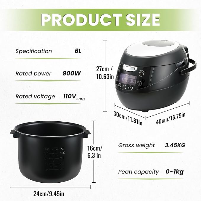 6L Boba Maker Machine, Automatic Commercial Boba Cooker with Even Heat Distribution, Intelligent Tapioca Cooker, for Milk Tea Stores Restaurants Dessert Stores Lounge Bars