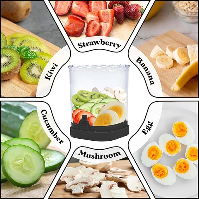 Strawberry Slicer, Fruit Slicer Cup with Push Plate, Grape Cutter Cup Slicers Kitchen Gadget for Egg Kiwi Banana Cucumber, Strawberry Slicers Cutter Tool for Fruits Vegetables (Dark Blue, One Size)