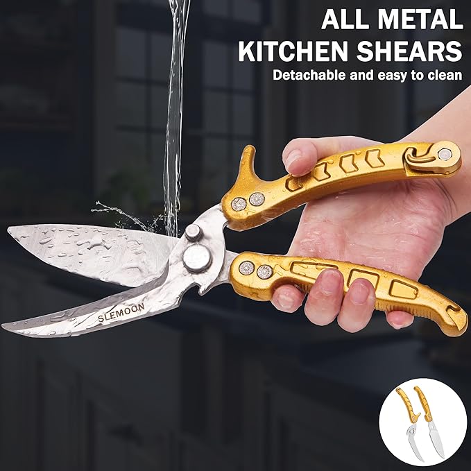 Kitchen Shears Heavy Duty Poultry Shears Meat Cutting Dishwasher Safe and Stainless Food Kitchen Scissors for Chicken Turkey Thanksgiving,Gold