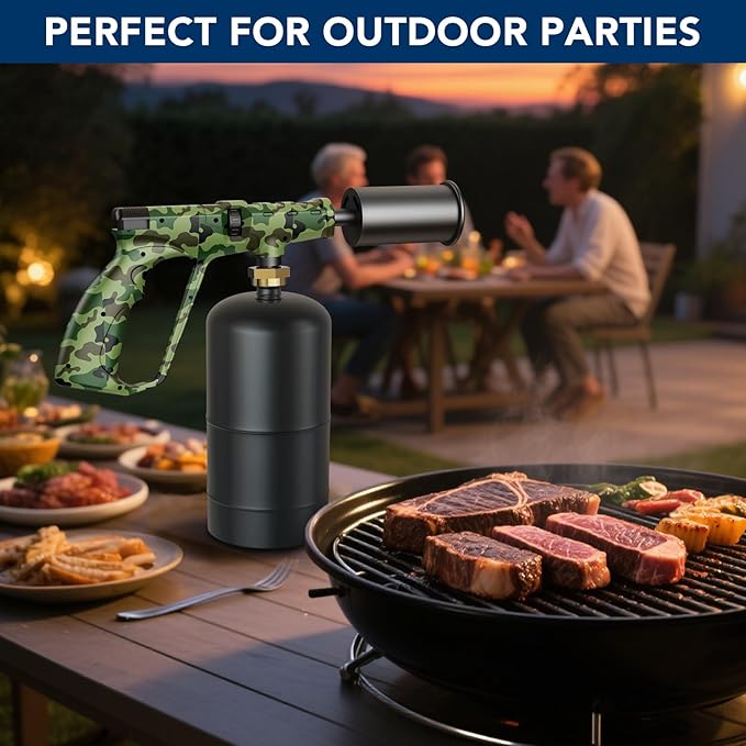 Sondiko Propane Torch Head, Powerful Kitchen Torch for Cooking, BBQ, Sous Vide and Steak Searing, Adjustable Blow Torch - Perfect Campfire Charcoal Starter, Gas Welding Kit(Propane Tank Not Included)