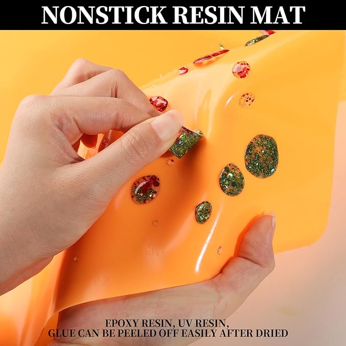 LEOBRO Silicone Mats, 3 PCS 15.7”x 11.7” Silicone Mats for Crafts, Resin Molds, Play Dough Mat for Resin, Clay, Craft Supplies, Orange & Purple & Blue
