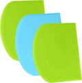 SURDOCA Dough Scraper Bench Scraper - 3P 5.9x4.3" Plastic Flexible Bowl Scraper, Sharp Edge & Angles Cake Scraper. Non-Slip Bakeware Decorating Tools Sculpting & Modeling Tools - Green+Blue+Green
