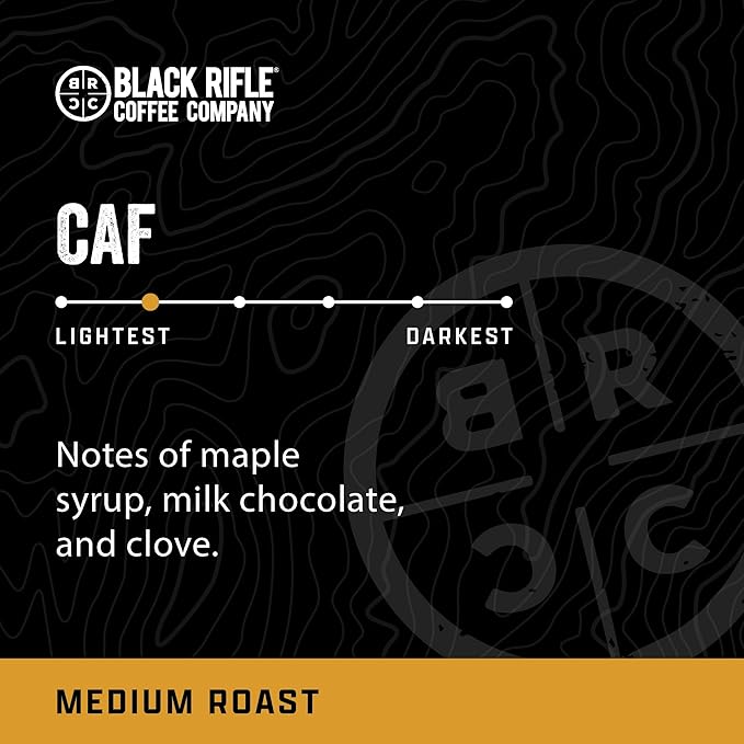 Black Rifle Coffee Company CAF, 50 Count, Medium Roast K Cups - Single Serve K Cups Coffee Pods - Kcup Pods Compatible with Keurig 1.0 & 2.0 - Made from Arabica Beans