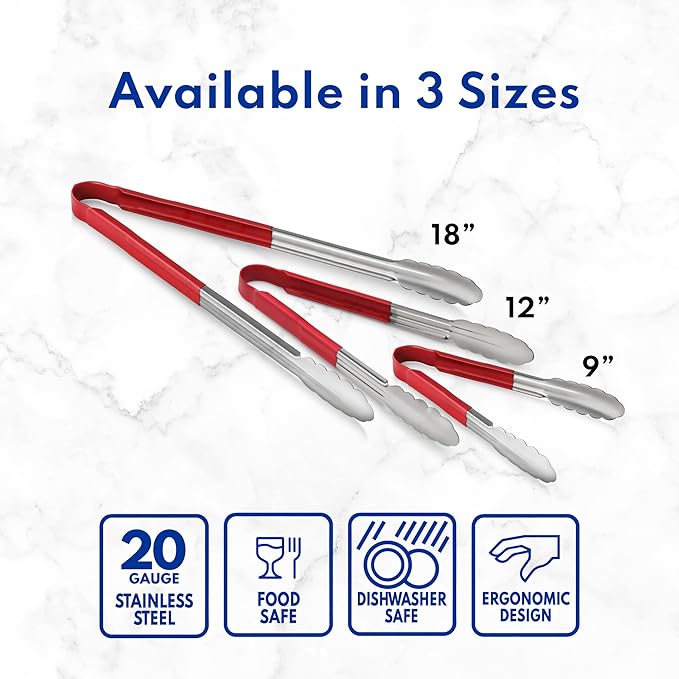 New Star Foodservice 35834 16-Inch Utility Spring Tongs, Stainless Steel, Vinyl Coated, Set of 12, Yellow