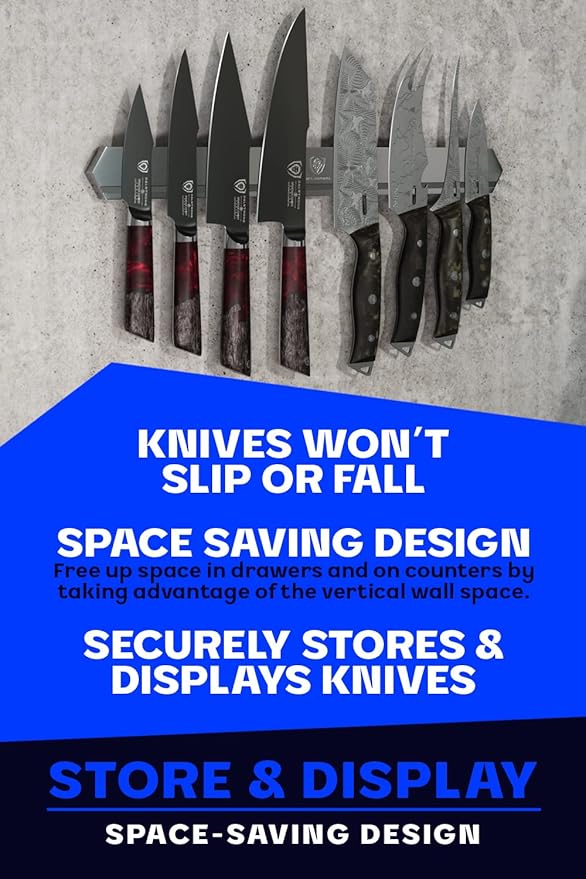 Dalstrong Magnetic Knife Holder Wall - Satin Finish 201 Stainless Steel - Knife Magnetic Strip - Elegant Design - 18" x 2" - Powerful Magnet Kitchen Bar - Easy to Mount - Securely Display your Knives