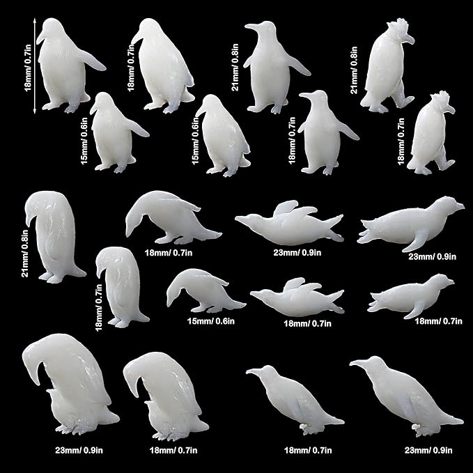 Woohome 3D Resin Moulds & Fillers - 20 Mini Penguin Casting Moulds for Art Resin Crafts & Jewelry Making