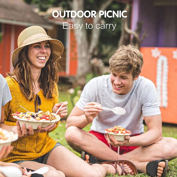 Gezond Compostable Spoons 300 Pack 6.7 Inch Disposable Spoons No Plastic Biodegradable Cutlery Set Heavy-duty for Party Wedding Camping Office Picnic