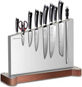 Magnetic Knife Block Without Knives Large Double Side Magnetic Knife Holder Stand with Strong Magnet, Stainless Steel Knife Storage Organizer for Kitchen Counter Knife Rack Three Magnet Strip