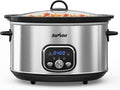Sunvivi Slow Stew Pot - Electronic - Stainless Steel Color -8.5 QT: Multi-Cooker Food Warmer with Delay Function, Adjustable Tempature Control, Dishwasher Safe, Perfect for Families, Sliver