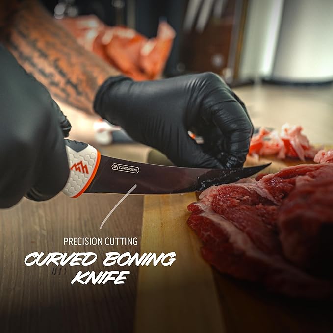 OUTDOOR EDGE ErgoMax 6-Piece Professional Game Processing Knife Set - Caping & Boning Knives, Skinning Knife, Butcher, Elite Big Game, Elk & Deer Hunting Gear, Perfect Field Dressing Knife Set