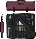 Asaya Chef Knife Roll Bag - 20 Total Pockets for Knives and Kitchen Utensils - Made with Stain Resistant Waxed Nylon - For Chefs and Culinary Students - Knives Not Included(Red)