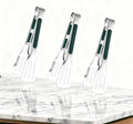 Stainless Steel Kitchen Tong Set - Anti-Slip Heat-Resistant Grip, Widened 3-Line Slotted Heads for Easy Clamping (Steaks, BBQ, Pasta, Salads), Easy Clean for Versatile Use Set of 3-6", Green
