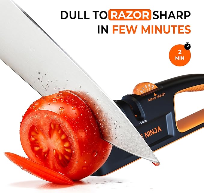 5 Precision Adjust Knife Sharpener- 3-Stage Premium Kitchen Knife Sharpener to Repair, Restore & Polish Blades by Sharp Pebble