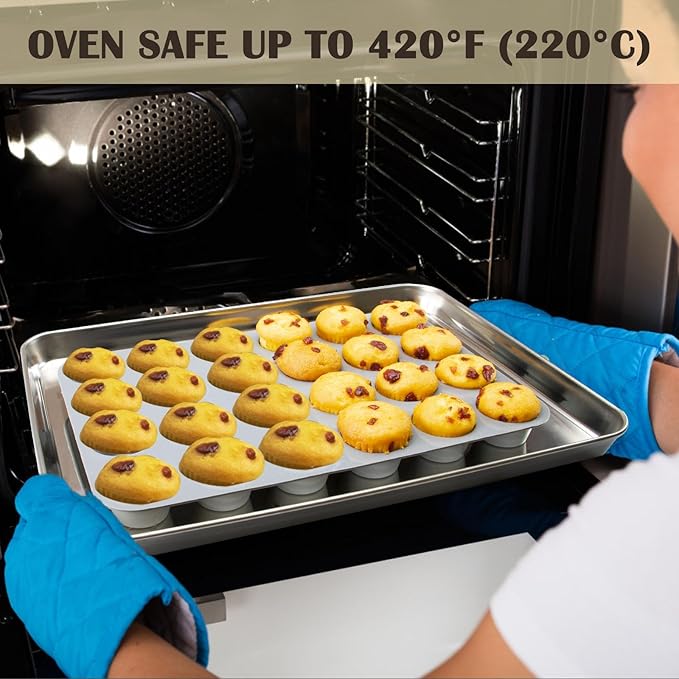 24 Cups Silicone Mini Muffin Pan Set, Nonstick Mini Cupcake Pans, BPA Free Small Muffin Tin for Baking, Set of 2 (Grey+Grey)