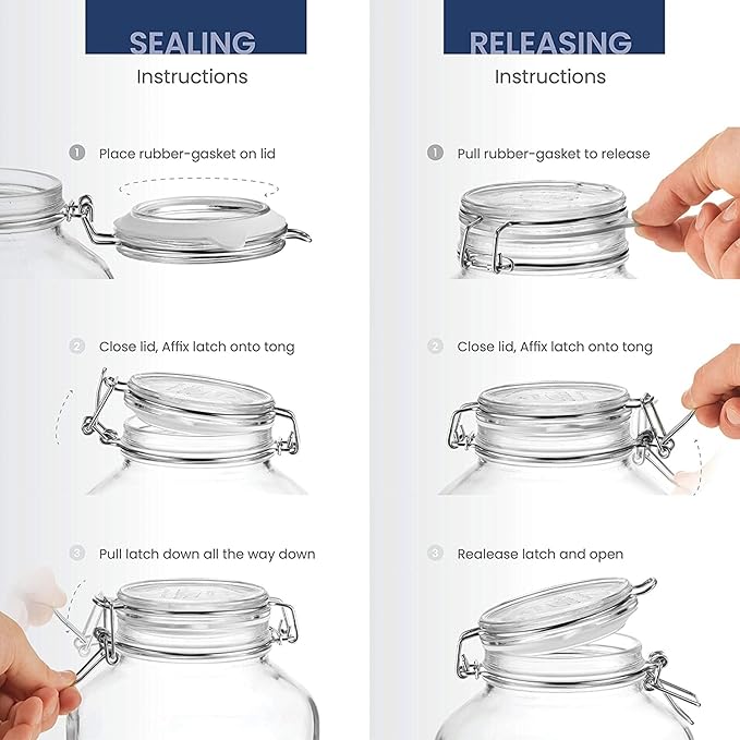 Bormioli Rocco Fido 5L Glass Jar - 169oz Airtight Storage with Metal Clamp & Rubber Gasket - Ideal for Fermentation, Home Canning, Dry Food Storage - Great for Kitchen Organization, Made in Italy