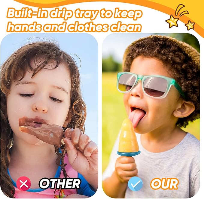 Popsicle Mold Set 4 Pieces Homemade Silicone Popsicle Maker Easy Release Ice Cream Molds Reusable DIY Pop Molds (Green, WinterWonder Pops)