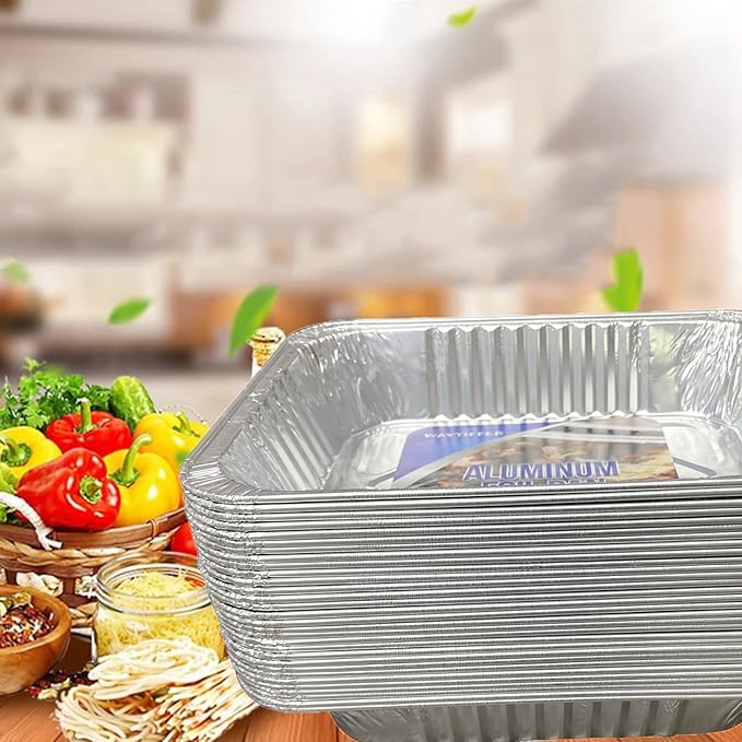 Aluminum Pans 9x13 Disposable Foil Pans (10 Pack) Half Size Deep Steam Table Pans Extra Thick for Baking, Cooking, Roasting, Heating, Serving & Lining Steam-Table Trays