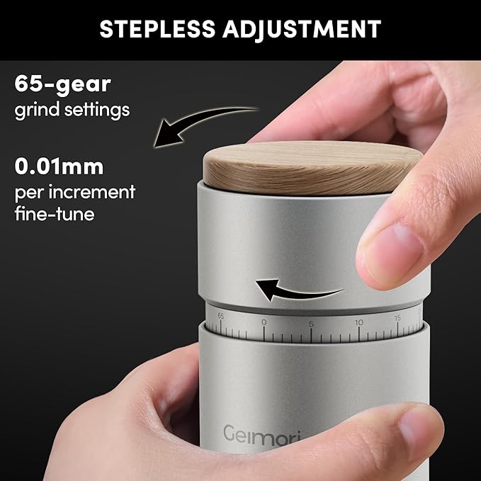 wirsh Burr Coffee Grinder, Single Dose Coffee Grinder T38 Plus with Anti-Static Tech and Stepless Grind Settings from Fine to Coarse for Espresso,Drip,French Press,Home&Travel Use