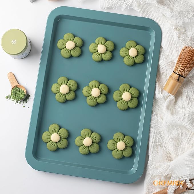 CHEFMADE Sheet Pan, Nonstick 13-Inch Rimmed Cookie Sheet for Baking, Baking Sheet Bakeware for Oven （Green）