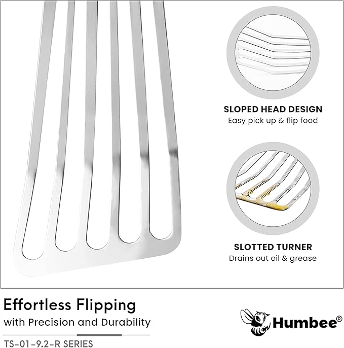 9 Inches Fish Turner, Slotted Fish Spatula Dishwasher Safe NSF, Shovel Brown