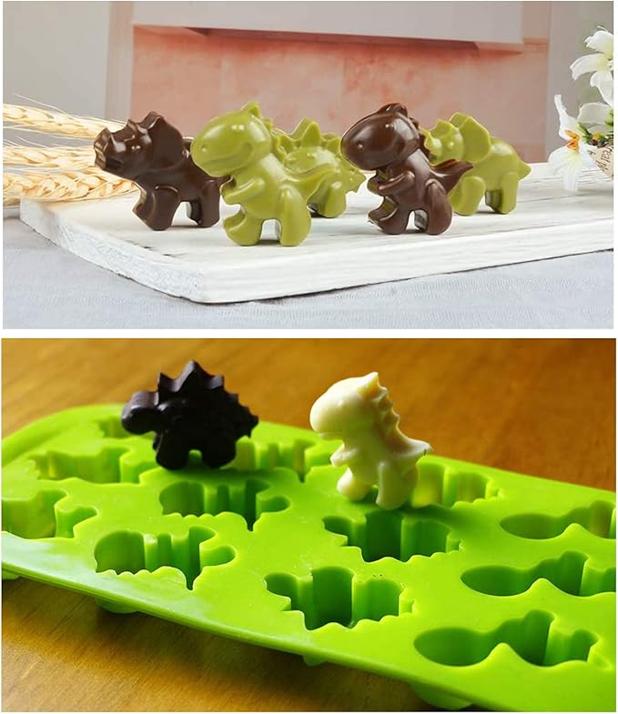 Candy Molds Ice Cube Trays Chocolate Molds, Silicone Molds Including 3 Dinosaur for Making Ice