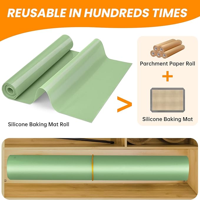 Silicone Baking Mat Roll, Non Stick Silicone Mat for Baking, Heat Resistant Baking Macaron Bread Mat, Reusable Dough Rolling Mat, Non Slip Countertop Protector Mat, Counter Mat, Oven Mat