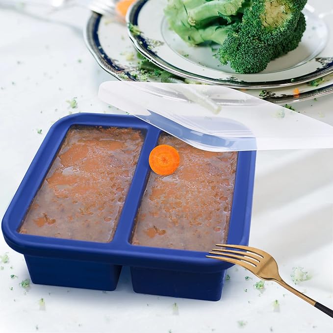 2 Cup Silicone Freezer Molds 2 Pack Silicone Freezer Tray with Lid Make 4 Perfect 2-Cup Portions - Easy Release Molds for Food Storage & Freeze Soup, Broth, Stew or Sauce