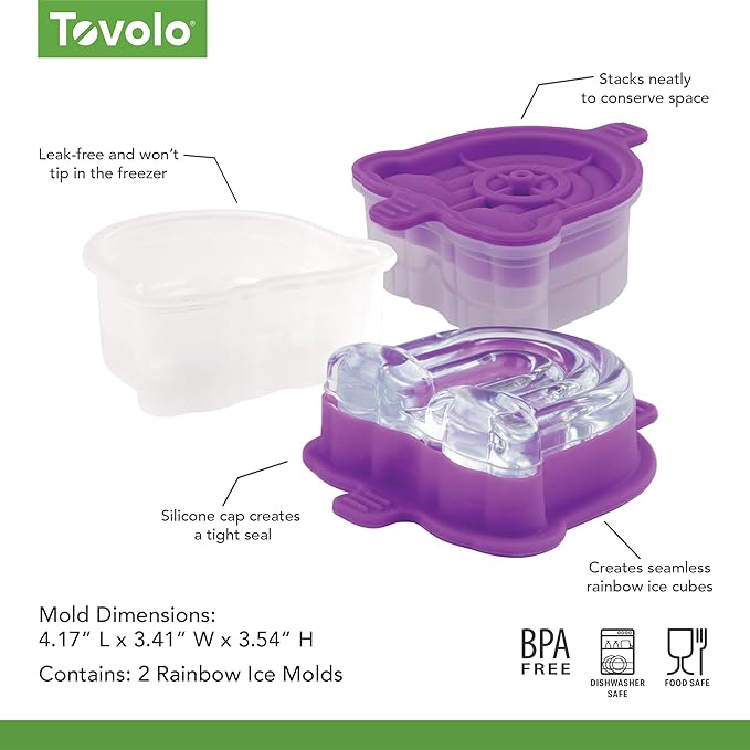 Tovolo Ice Cubes Mold Pack of 2 Large Craft Ice Molds for Whiskey Bourbon Cocktails, Easy Fill No Leak Silicone Ice Molds Gift for Him Stackable Dishwasher Safe BPA Free Heart Ice