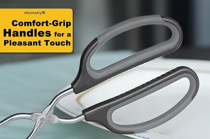 Scissor Tongs 10-Inch Stainless Steel Scissor Style Tongs (Black Handle)