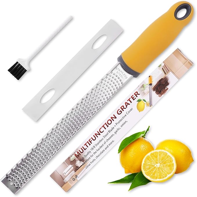 Lemon Zester Grater, Citrus Zester Grater with Handle, Kitchen Gadgets for Cheese, Lemon, Chocolate, Nutmeg, Ginger, Fruit, Vegetable, Stainless Steel Micro Cheese Grate, Dishwasher Safe(Narrow)